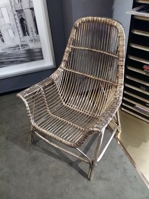Upcycled Rattan Chair with Metal Coating